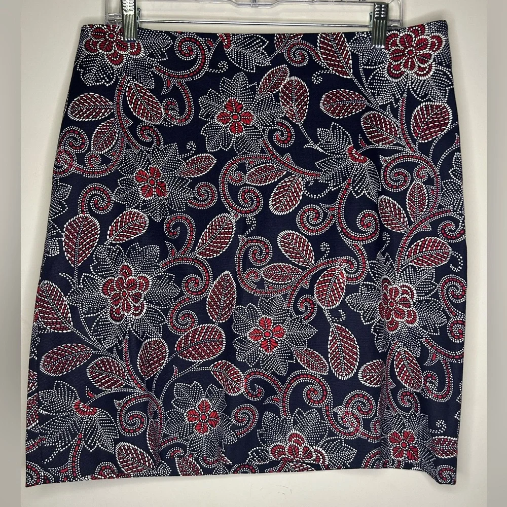 Talbots Navy and Red Floral pencil Skirt SKU A12 - Picture 1 of 6